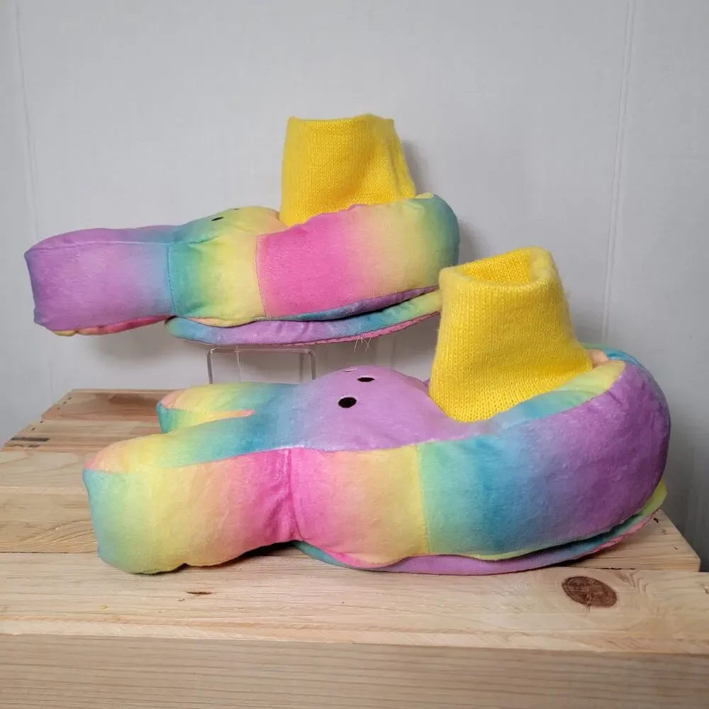 Peeps Pastel Rainbow Girls Bunny Slippers - Size Medium (13-1)